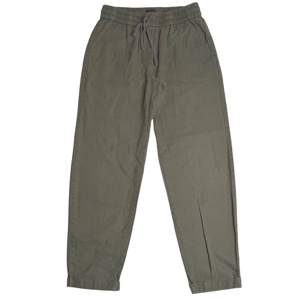 J.Crew Re-Imagined Linen Cotton Drawstring Olive Green Slant Pockets Womems Sz 0